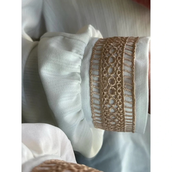 Shein Cream/Ivory Womens XL Blouse with Embroidered Neckline - Picture 12 of 16